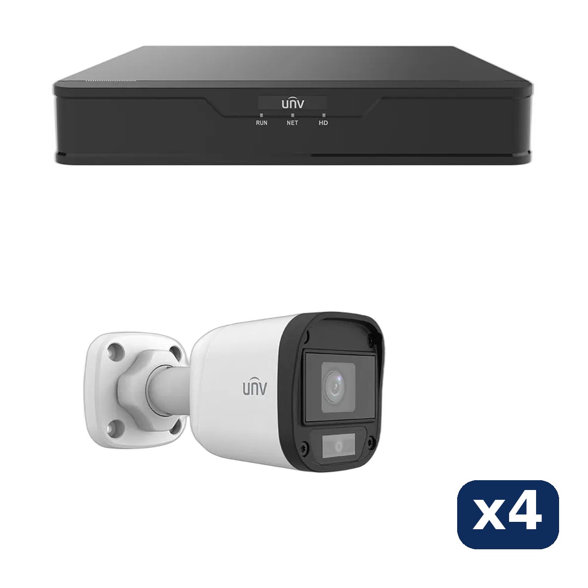 Kit Uniview DVR 4 canales + 4 cámaras bullet 2MP — Uniview