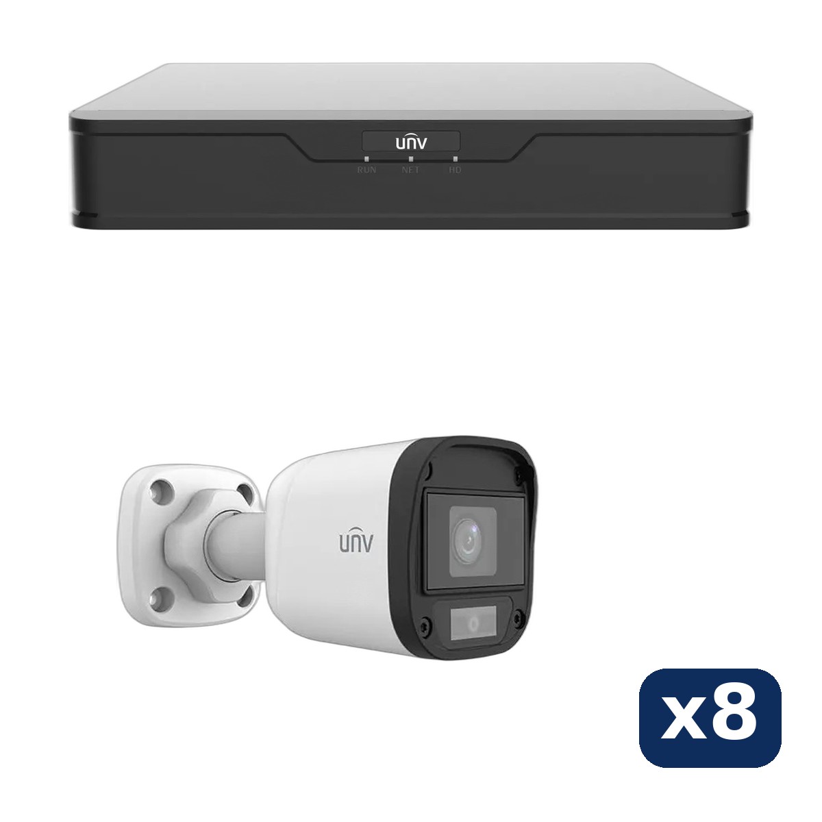 Kit Uniview DVR 8 canales + 8 cámaras bullet 2MP — Uniview
