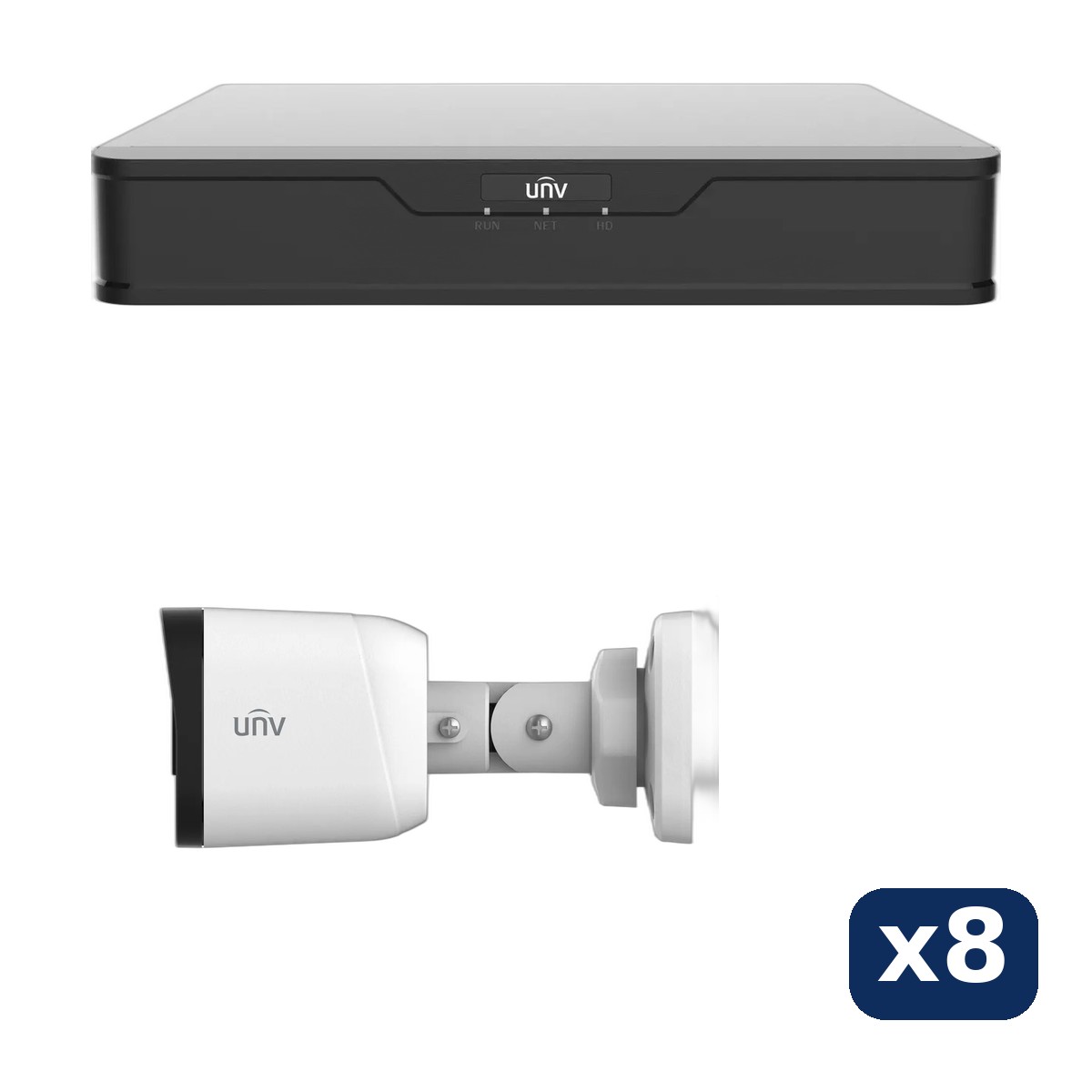Kit Uniview DVR 8 canales + 8 cámaras bullet 5MP — Uniview